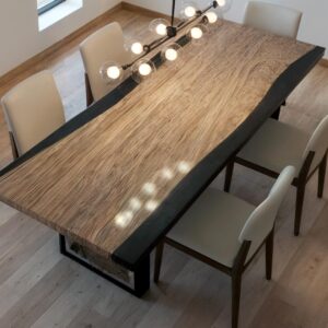 Mesa de Jantar em Madeira com Resina Black Piano – 3,0m x 1,0m