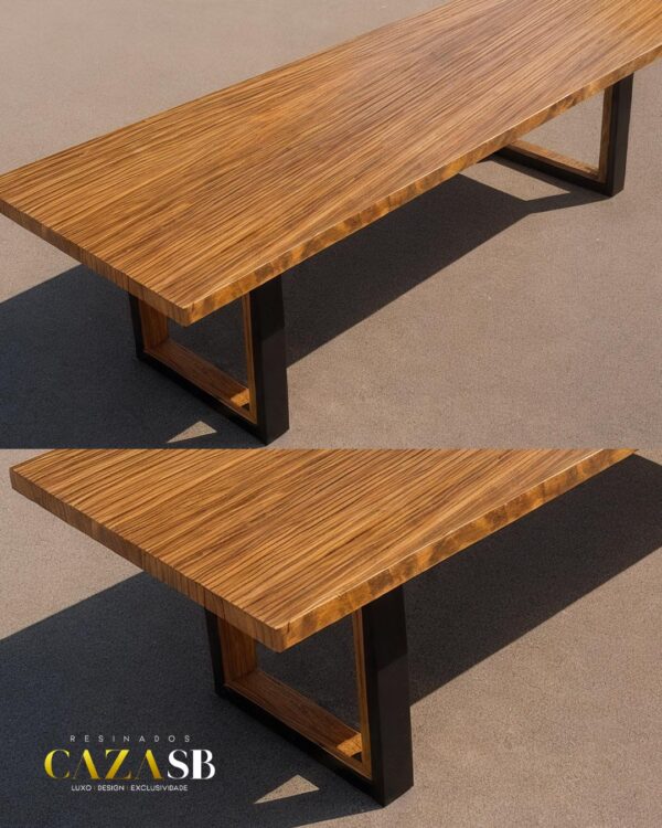 Mesa de Madeira Maciça com tampo resinado - Imagem 2